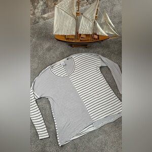 Cabi Navy Striped Long Sleeve Lounge Top